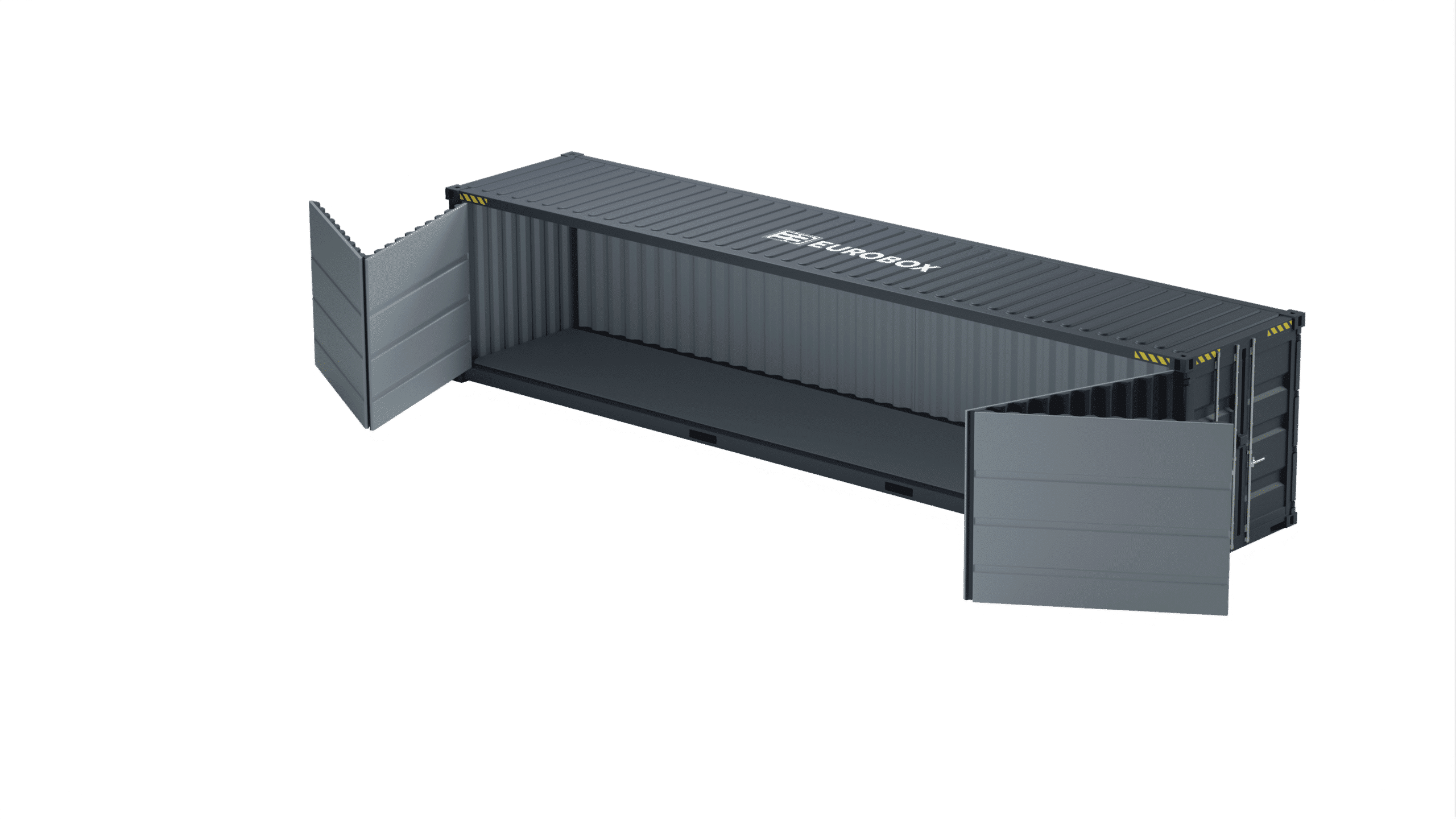 Container 40 pieds high cube open side noir Eurobox