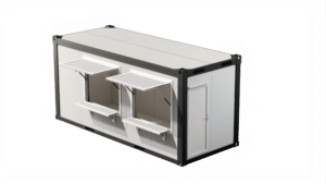 Container 20 pieds, container bungalow snack, conteneur snack blanc et noir Eurobox