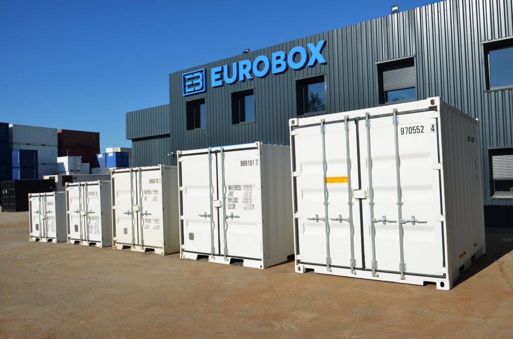 Container de stockage petit conteneur blanc neuf premier voyage vente à Eurobox