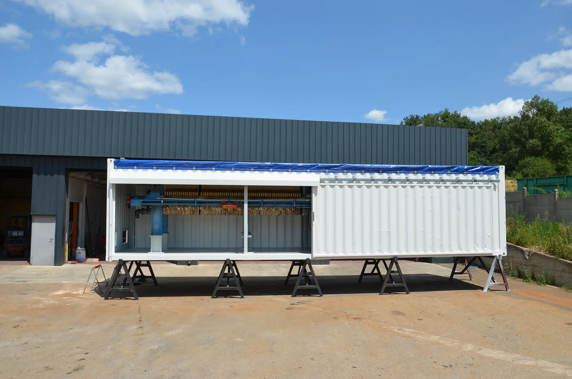 Container maritime 40 pieds open top d'occaison, Squid industriel container à Lyon, Conteneurisation d'un processus industriel pour particulier