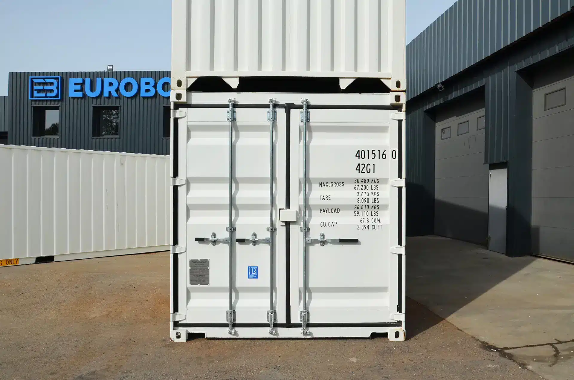 Container 40 pieds blanc premier voyage easy open door, système d'ouverture facile pour conteneur